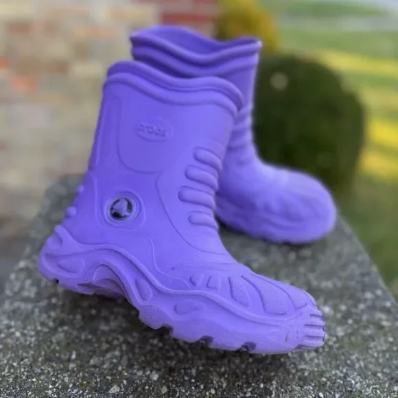 Crocs Handle It Boots Purple Slip on Unisex Kids M size 1 - W 3 - Picture 4 of 13